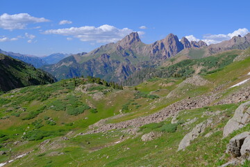 Peaks of blue and purple 