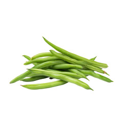 Fototapeta premium Fresh green beans piled together on a transparent background, emphasizing their healthy and natural qualities