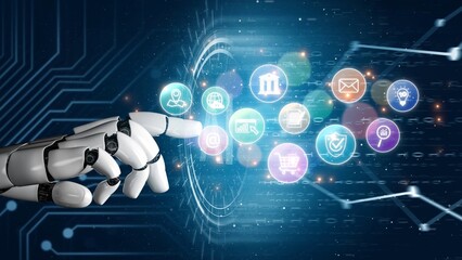 AI assists in organizing and visualizing a digital ecosystem of business icons to represent key services like finance, analytics, and secure cloud platforms in modern industries Marrow