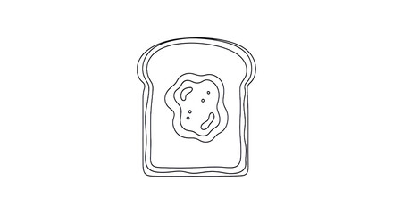 Outlined bread slice with filling culinary concept on transparent background