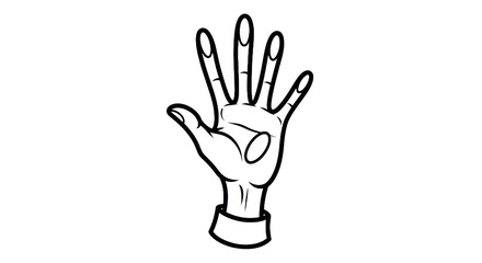 Outlined hand gesture with fingers spread showing concept or number symbol