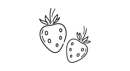 Outlined strawberries illustration on transparent background for creative design