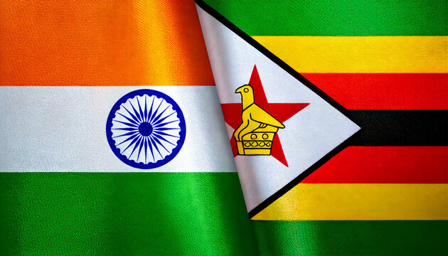 インドの国旗とジンバブエの国旗(India Flag & Zimbabwe flag.)
