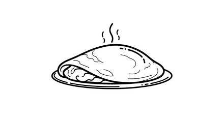 Steaming pancake silhouette on plate simple design transparent background
