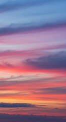 Fototapeta premium Dynamic colorful gradient in the evening sky featuring gentle atmospheric bends and flowing clouds creating a serene, abstract background, arc, abstract, atmosphere