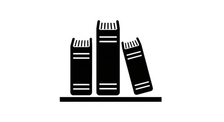 White outline of books on a shelf against transparent background