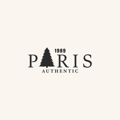 paris pine icon line art logo design vector illustration.
