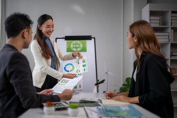 Business team discussing esg environmental circular economy strategy