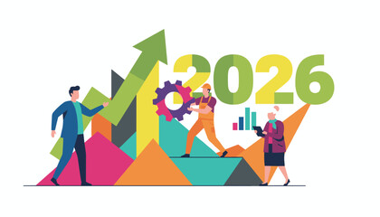 Team working toward business growth in 2026 Financial success planning and goal achievement