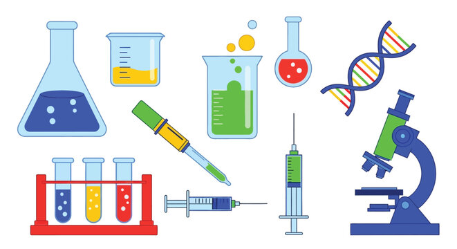 Various laboratory equipment and biological elements for scientific research applications