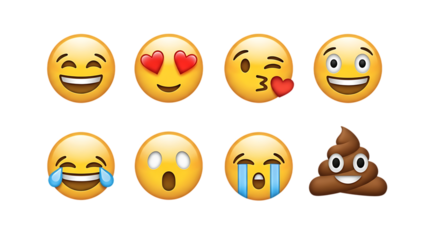 Popular digital emoji collection conveying various human feelings
