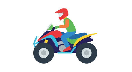 A colorful illustration depicts a person riding an atv vehicle © momotaj