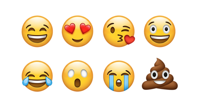 Popular digital emoji collection conveying various human feelings