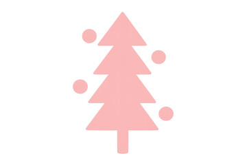Fototapeta premium Pink christmas tree icon with festive snow falling, minimalist holiday season decoration on transparent background