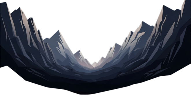 Low poly mountain range 3d render abstract geometric landscape.
