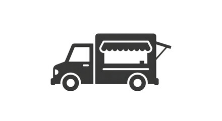 Food truck icon, mobile restaurant graphic for catering business.