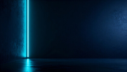 Dark minimalist wallpaper, single glowing neon line in empty space, elegant contrast, vertical, modern composition