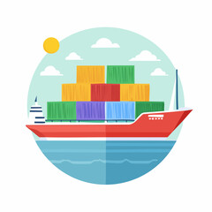 Fototapeta premium Cargo Ship with Colorful Containers on the Water.
