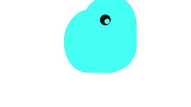 An atom with a blue dot and a cloud is moving across the screen.