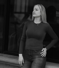 fashion model posing outdoor 