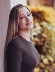 Portrait of a beautiful woman smiling with blonde hair