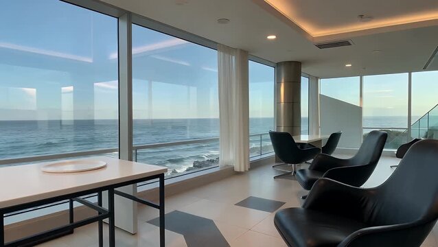 Unfurnished Living Room Area with an Expansive Bay Window Overlooking the