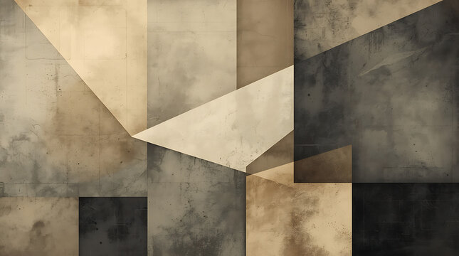 A Cubist fractured plane effect applied to a background filled with the smoky, muted colors characteristic of early Monochrome Photography.