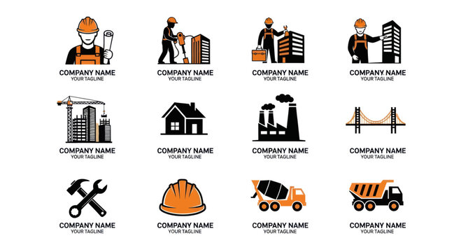 Construction and Building Industry Logos - Diverse Designs for Construction Companies.