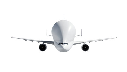 Airbus Beluga A300 600 ST White Cargo Plane Front View Isolated on Transparent Background