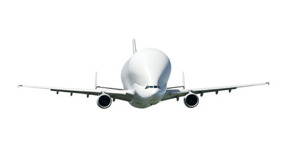 Airbus Beluga A300 600 ST White Cargo Plane Front View Isolated on Transparent Background
