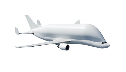 White Cargo Aircraft Airbus Beluga A300 600 ST Side View Isolated on Transparent Background
