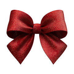 Shiny red Christmas bow isolated on transparent background