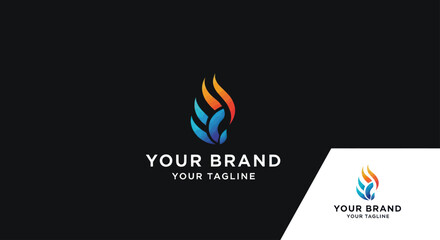 Abstract Flame and Water Drop Logo Design with Gradient Colors.