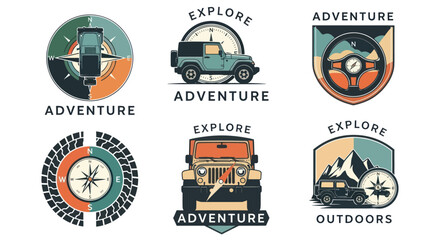 Adventure exploration travel outdoor compass jeep mountain nature journey. © Anak