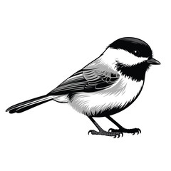 Black capped chickadee bird illustration isolated on white background © ABDULLA