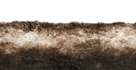 Close-up view of textured soil, showing varied shades of brown and dark brown.  A row of multicolored lines runs horizontally along the top edge