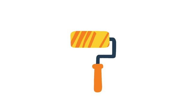 Paint Roller Animation in Flat Vector Style for Labor Day Motion Scene