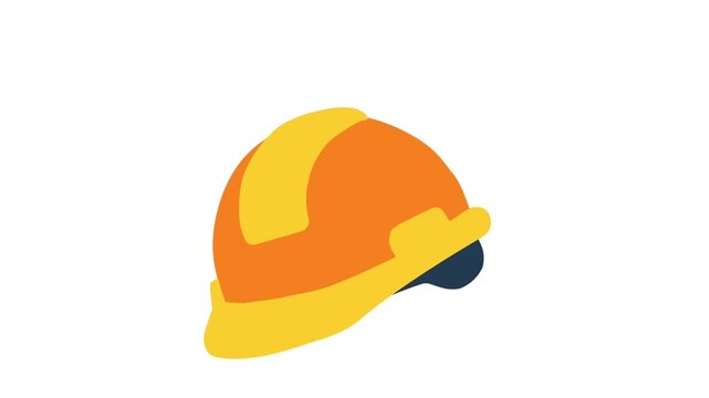 Safety Helmet Animation in Flat Style for Construction Labor Day Scene