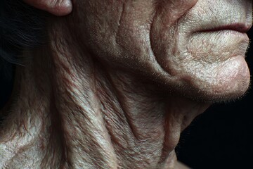 Naklejka premium Elderly necks with natural sagging and deep folds