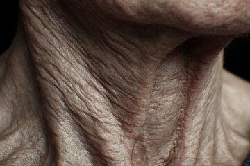 Naklejka premium Elderly necks with natural sagging and deep folds