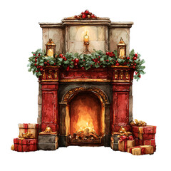 fireplace with christmas decorations
