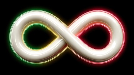 Bright Infinity Symbol with Neon Glow and Colorful Highlights