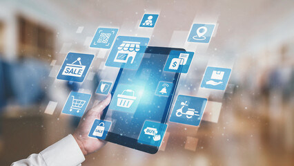 Obraz premium BOPIS combines online shopping with in-store pickup. The BOPIS model improves retail efficiency, enhance customer shipping experience, and supports brand the BOPIS strategy option in e-commerce. Spire