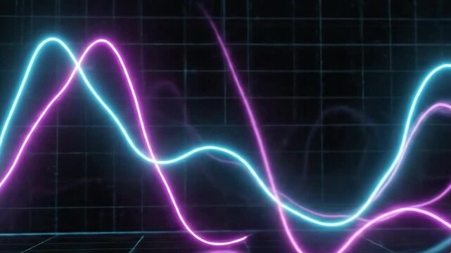 Neon Glowing Lines in Pink and Blue Representing Data Flow and Market Trends
