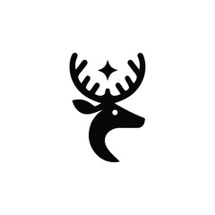 Deer head with star antler silhouette
