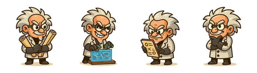Scientist cartoon icons ,invention, technology, research, genius, science