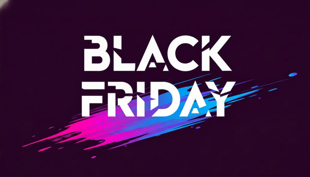 Black friday sale promotion with colorful brush strokes on dark background