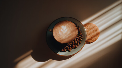 A cup of coffee with a swirl of foam on top