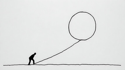 A man is pulling a balloon