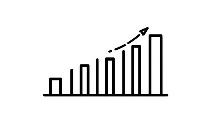 A graph with a line going up and a triangle pointing to the right